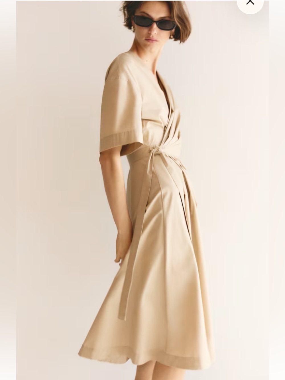 Classic Minimalist Cotton Wrap Midi Dress - NWT, size M